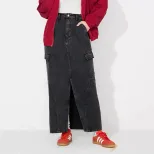 Vintage Loose Fit Denim Skirt Versatile Style Casual Wear European and American Fashion Wholesal