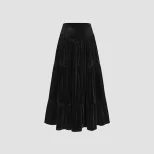 Mid Length Ruffled Velvet Skirt Elegant Design Soft Fabric Comfortable Fit Spring Summer Fashion
