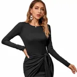 Slim Fit Long Sleeve Bodycon Dress Elegant Design Tie Detail Comfortable Fabric Perfect for Part