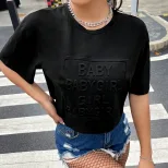 Casual Womens T Shirt Loose Fit Letter Print Comfortable Fabric Everyday Wear Wholesale Availabl