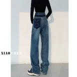 欧洲站牛仔裤女2023春季新款韩版时尚设计感高腰显瘦百搭直筒长裤
