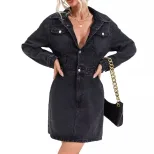 Elegant Denim Dress Trendy Style Chic Fit Versatile for Casual or Formal Occasions Wholesale Ava