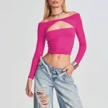 Womens Hollow Back T Shirt American Street Style Off Shoulder Design Spring Summer Fashion Whole