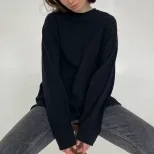 Womens Loose Fit Long Sleeve T Shirt 100 Cotton 220g Fabric Ribbed Cuffs Casual Wear Trendy Styl