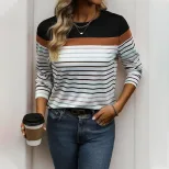 Casual Striped Long Sleeve T Shirt Spring and Autumn Style Comfortable Commuter Wear Wholesale A