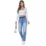 High Waisted Straight Leg Jeans for Women Trendy Design Casual Everyday Wear Wholesale Available