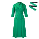 Double Breasted Blazer Dress Elegant Solid Color Mid Length Fashionable Design Perfect for Offic