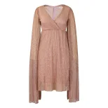 Elegant V Neck Long Sleeve Evening Dress Fashionable Winter Style Suitable for Parties and Event