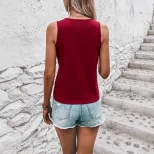 Womens Fashion V Neck Solid Color Short Sleeve T Shirt Casual Style Perfect for Summer Wear Avai