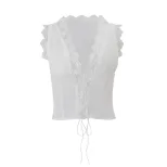 Lace Trim Tie Front Top and Bodycon Mini Skirt Set Sexy Slim Fit Spring Perfect for Parties or N