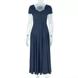 Elegant A Line Maxi Dress V Neck Short Sleeve Pleated Backless Perfect for Evening Events Wholes