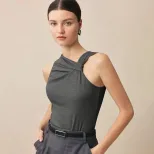 Chic Sleeveless T Shirt Elegant Design Summer Style Comfortable Fit Perfect for Office Wear Whol