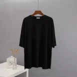Womens Loose Fit Cotton Short Sleeve T Shirt Comfortable Round Neck Solid Color Summer Style Who