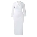 Plus Size Womens Fashion V Neck Solid Color Bodycon Pencil Dress Slim Fit Elegant Style for Part