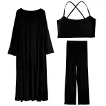 Casual Loose Long Cardigan Set Includes Crop Skirt Cami Top and Pants Perfect for Spring Summer