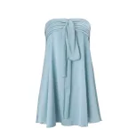Satin Strapless Bodycon Dress Solid Color Sleeveless Trendy Street Style Spring Summer Fashion W