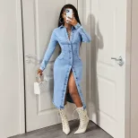 Denim Dress Casual Style Fashionable Design Comfortable Fit Perfect for Outings Ready to Ship