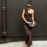 Off Shoulder Bodycon Dress Sexy Hollow Out Color Block Design Slim Fit Autumn Winter Fashion Who