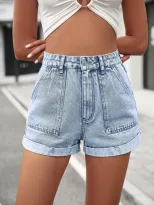 High Waisted Casual Shorts Large Pockets Trendy Design Comfortable Fit Summer Wear for Women Who