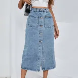 High Waisted A Line Denim Skirt Casual Trendy Slim Fit Perfect for Everyday Wear Wholesale Avail