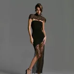 Sleeveless Lace Trimmed Bodycon Dress Elegant Fit Spring Fashion Chic Style Wholesale Available