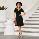 French Style V Neck Bodycon Dress Slim Fit Elegant Chic Perfect for Parties and Events Wholesale
