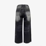 High Waisted Wide Leg Jeans Loose Fit Straight Cut Denim Fabric Casual Wear for Women Ready to S