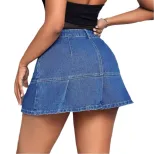 Denim Mini Skirt Elegant Casual Style High Waist Comfortable Fit Perfect for Work or Everyday We