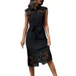 Elegant Lace Collar Dress Minimalist Style Solid Color Summer Wear Wholesale Available low MOQ