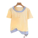 Womens Vintage Style Long Sleeve T Shirt with Checkered Design Casual Layering Top for Spring and Autumn Wholesale