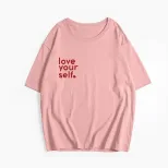 Womens Cotton T Shirt Casual Loose Fit Round Neck Summer Essential Letter Print Wholesale Availa
