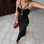 Summer Elegant Womens Maxi Dress Simple Stylish Sleeveless Bodycon Fit Perfect for Casual Outing