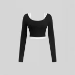 Womens Slim Fit Color Block Long Sleeve T Shirt Trendy Design Comfortable Fabric Perfect for Cas