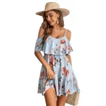 Floral Print Ruffled Hem Cami Dress Slim Fit Waist Defining Sexy Style Perfect for Summer Partie