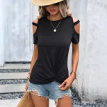 Womens Slim Fit Solid Color T Shirt Elegant Design Versatile Style Comfortable Fabric Perfect fo