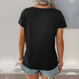 Summer Womens Striped Color Block T Shirt Short Sleeve Casual Style Lightweight Fabric Wholesale