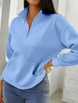 Casual Zip Pocket Hoodie Solid Color Stand Collar Autumn Winter Style Ready to Ship Wholesale Av