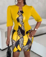 Plus Size Womens Floral Bodycon Dress Stylish Comfortable Versatile Perfect for Work or Casual O