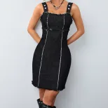 Casual Denim Slip Dress Womens Fashion Sleeveless Comfortable Fit Trendy Style Perfect for Summe