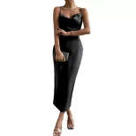 Satin Backless Maxi Dress Sexy Elegant Sleeveless Party Wear Available in Multiple Colors Wholes