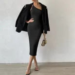 Sleeveless Asymmetrical Backless Midi Dress Sexy Fit Elegant Design Comfortable Fabric Perfect f