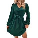 Womens Long Sleeve Solid Color Dress Elegant Design Versatile for Spring and Autumn Wholesale Av