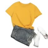 Womens Basic Round Neck Short Sleeve T Shirt 100 Cotton Solid Color Summer Style Wholesale Avail