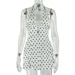 A Line Dress Slimming Floral Print Deep V Neck Casual Halter Waist Defined Perfect for Summer Ou