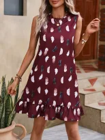 Loose Floral Print Sleeveless Dress Comfortable Fit Lightweight Fabric Summer Style Available fo