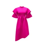 Plus Size Womens A Line Dress Solid Color Double High Neck Elegant Style Perfect for Evening Par