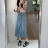 2023夏季新款设计感口袋半身裙高腰显瘦宽松水洗牛仔裙女中长款