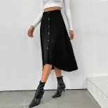 Womens Midi Skirt Solid Color Fashionable Versatile Spring Fall Wear Wholesale Available OEM ODM