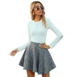 High Waisted Plaid Midi Skirt Fashionable Versatile Chic Fall Winter Wear Wholesale Available