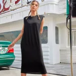 Loose Fit Casual Solid Color Dress Comfortable Fabric Versatile Style Perfect for Everyday Wear